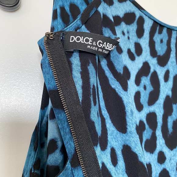 Dolce & Gabbana Silk TEAL Blue Leopard Print Blouse / Top Sz 42 Small - Picture 5 of 9